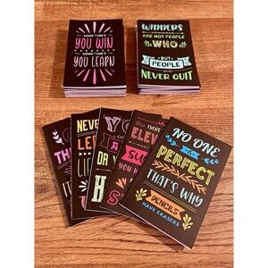 Motivational‎ Quotes Mini Notebooks Set, Lined Pages, Black Covers, Multicolor